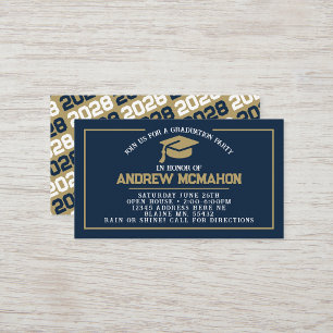 Invitación a graduación de Navy Blue & Gold Mini