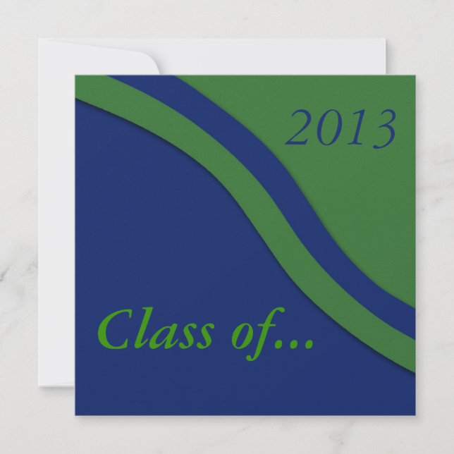Invitación a graduación de ola verde azul (Anverso)