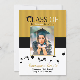 Invitación a graduación de oro con foto