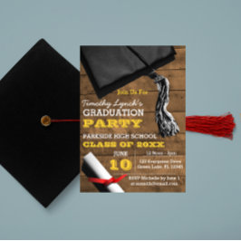 Invitación a graduación de oro de Barnwood Tassel