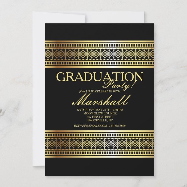 Invitación a graduación de oro de época (Anverso)