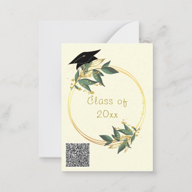 Invitación a graduación de oro moderno con código  (Reverso)