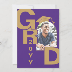 Invitación a graduación de oro púrpura de fotograf
