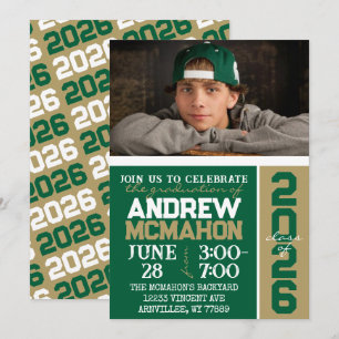 Invitación a graduación de Oro Verde y Bronce