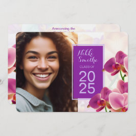 Invitación a graduación de orquídeas de estilo mod