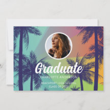Invitación a graduación de palmeras tropicales