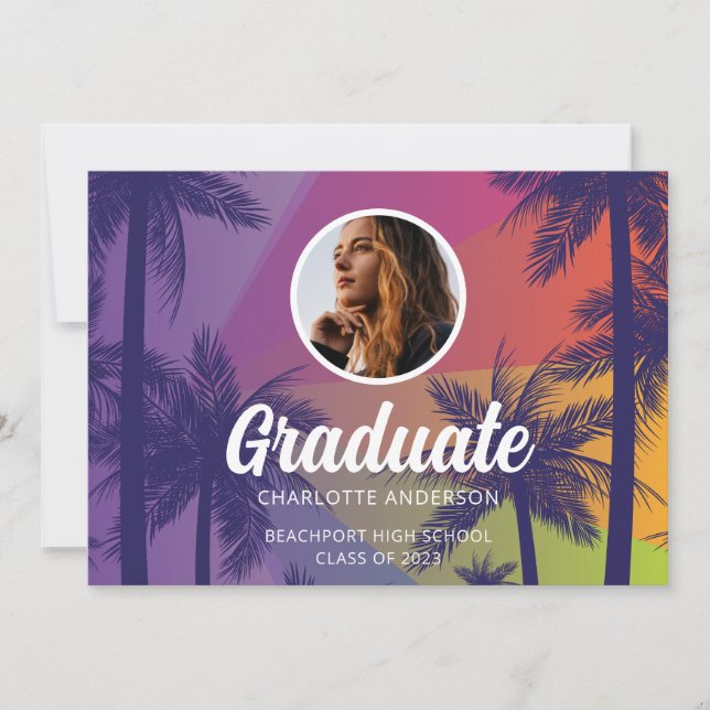 Invitación a graduación de palmeras tropicales (Anverso)