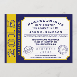 Invitación a graduación de pasaje de Marina Blue &