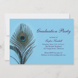 Invitación a graduación de pavo real turquesa