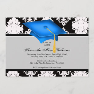 Invitación a graduación de Personalizado azul, neg
