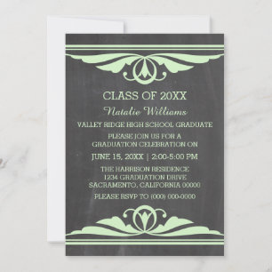 Invitación a graduación de pizarra de deco verde