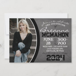 Invitación a graduación de pizarra negra y blanca