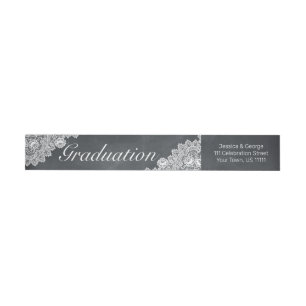 Invitación a graduación de pizarra y encaje blanco