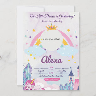 Invitación a graduación de Princesa Unicornio para