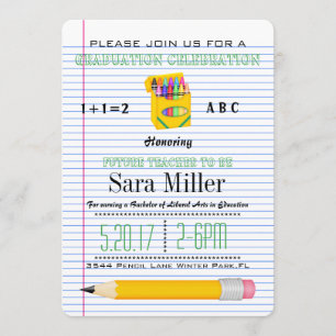 Invitación a graduación de profesor de Crayola
