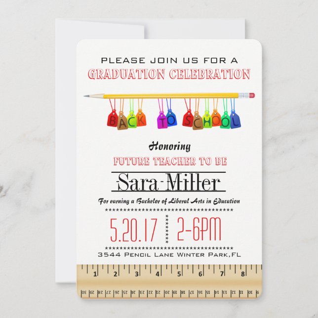 Invitación a graduación de profesor educador (Anverso)