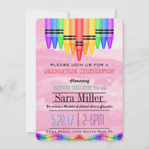 Invitación a graduación de profesora Crayola Rainb