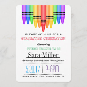 Invitación a graduación de profesora Crayola Rainb