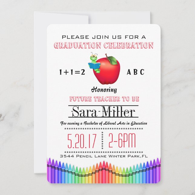 Invitación a graduación de profesores de Apple Roj (Anverso)