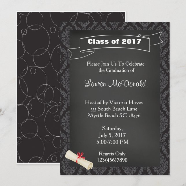 Invitación a graduación de profesores de Chalkboar (Anverso / Reverso)