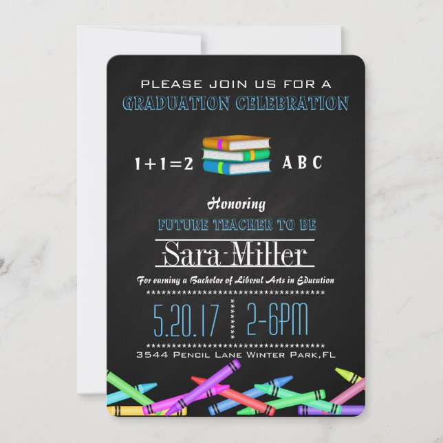 Invitación a graduación de profesores de Crayon &  (Anverso)