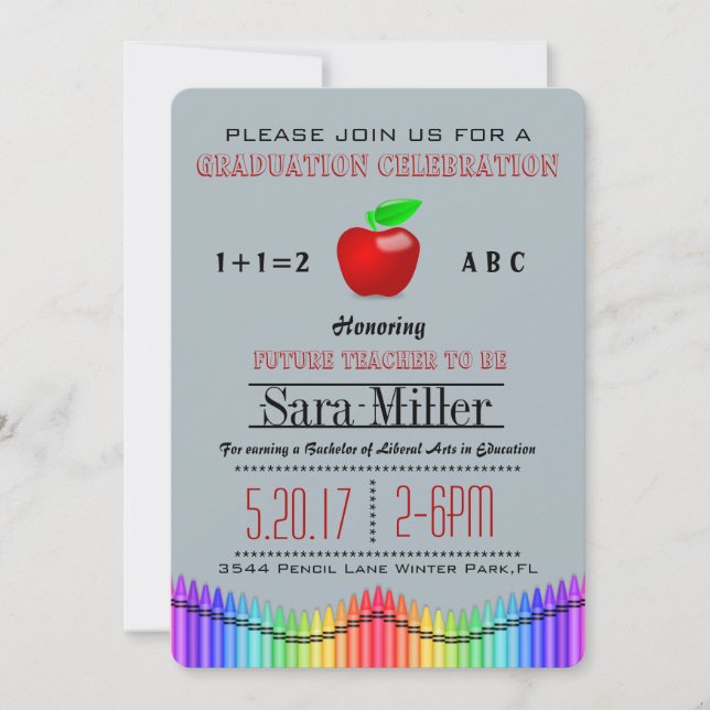 Invitación a graduación de profesores de Crayon y  (Anverso)