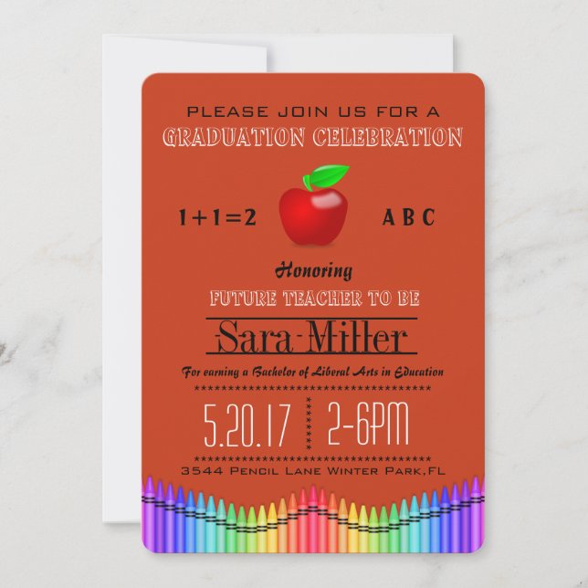 Invitación a graduación de profesores de Crayon y  (Anverso)
