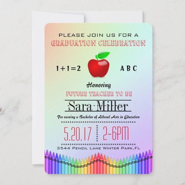 Invitación a graduación de profesores de Crayon y  (Anverso)