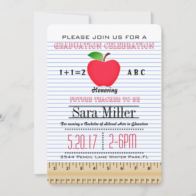 Invitación a graduación de profesores de papel par (Anverso)