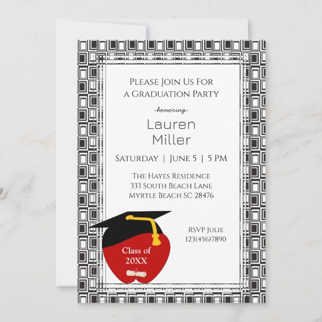 Invitación a graduación de profesores en blanco y  (Anverso)