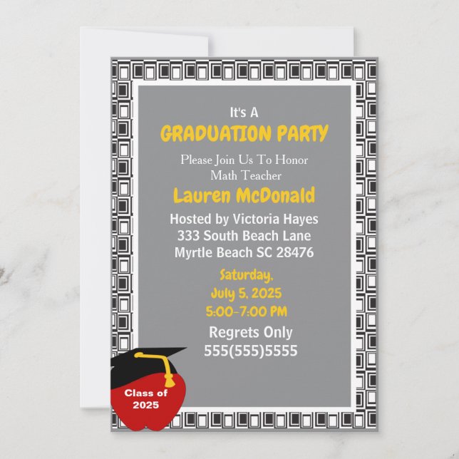 Invitación a graduación de profesores negros y gri (Anverso)