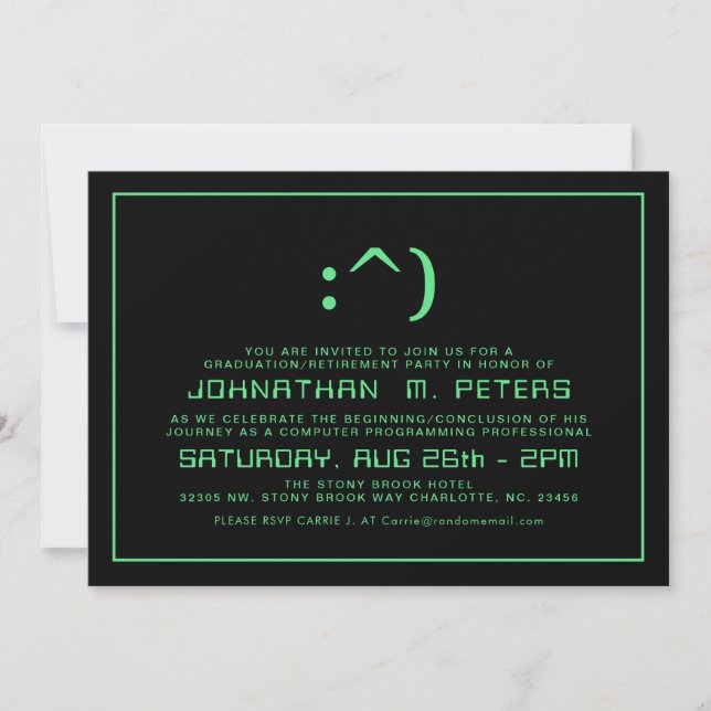 Invitación a graduación de programador mínimo de c (Anverso)