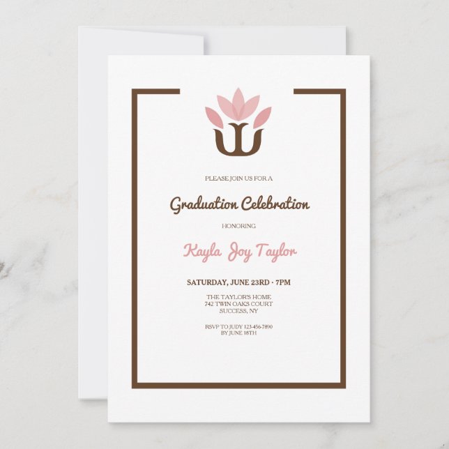 Invitación a graduación de psicólogo rosado (Anverso)