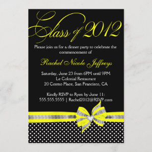 Invitación a graduación de punto de polka blanco n