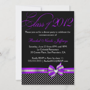 Invitación a graduación de punto de polka morado n