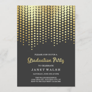 Invitación a graduación de puntos dorados