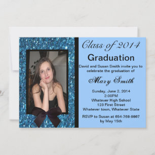 Invitación a graduación de Purpurina azul fotográf