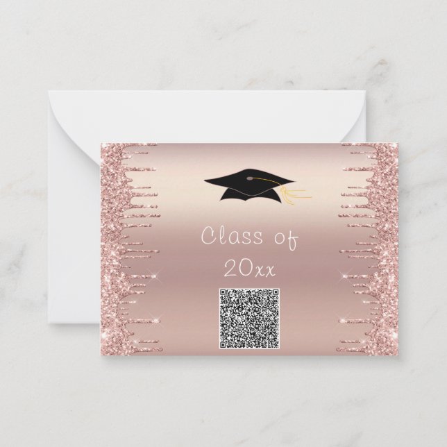 Invitación a graduación de Purpurina de oro con có (Reverso)