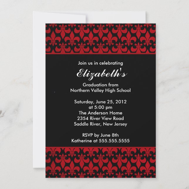Invitación a graduación de Red Fleur-de-lis (Anverso)