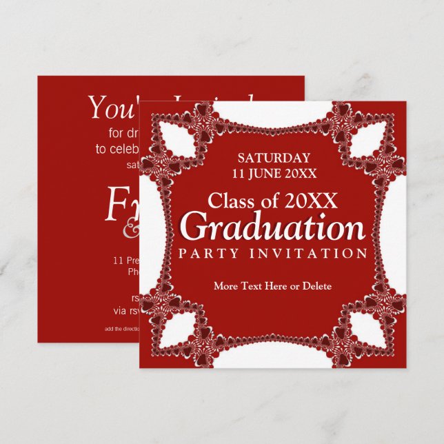 Invitación a graduación de Regalia Roja (Anverso / Reverso)