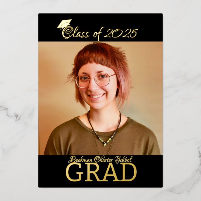 Invitación a graduación de Relieve metalizado (Anverso)