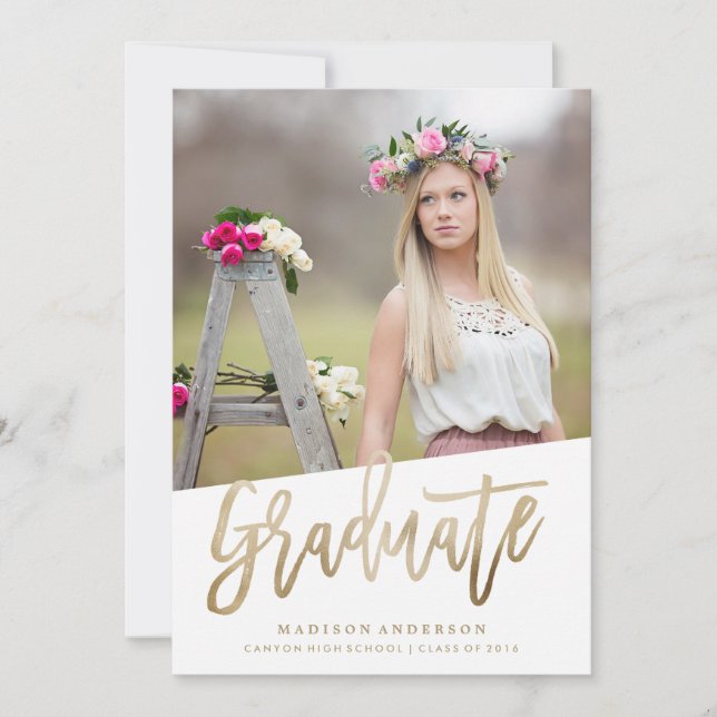 Invitación a graduación de Relieve metalizado Care (Anverso)