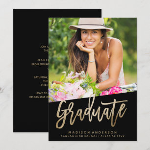 Invitación a graduación de Relieve metalizado Care