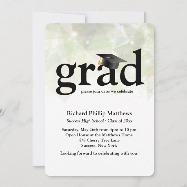 Invitación a graduación de resumen de moda (Anverso)