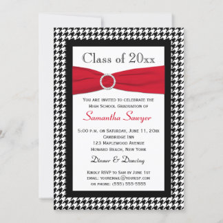 Invitación a graduación de RIBBON rojo negro