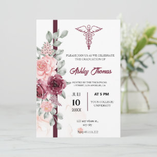 Invitación a graduación de RN floral minimalista