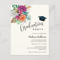 Invitación a graduación de rosas rosadas, Naranjas
