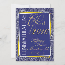 Invitación a graduación de Royal Blue and Yellow 2