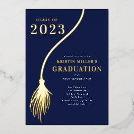 Invitación a graduación de Tassel dorado moderno