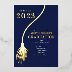 Invitación a graduación de Tassel dorado moderno